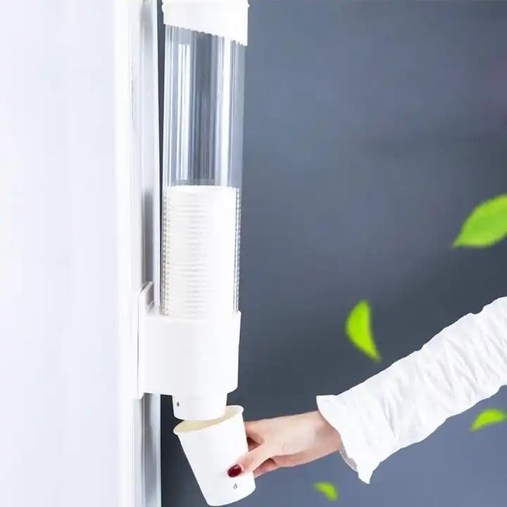 Wall Mounted Plastic Cup Dispenser Holder - Organizer for Disposable Paper & Glass Cups - Perfect for Kitchen, Office, and Restaurant Use