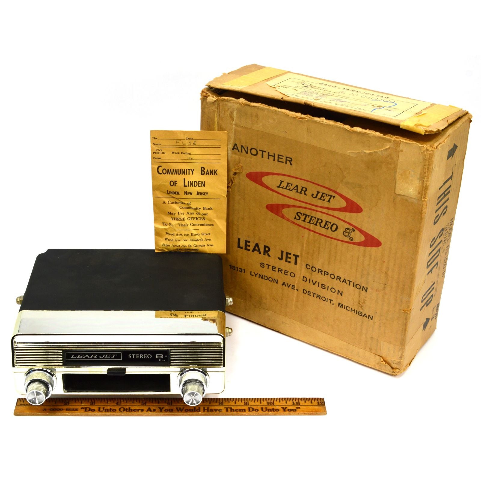 Vintage LEAR JET STEREO 8 TRACK PLAYER Model AS 830 H - Classic Car Audio In-Dash Stereo System with Original Box - Perfect for Car Enthusiasts & Retro Music Lovers