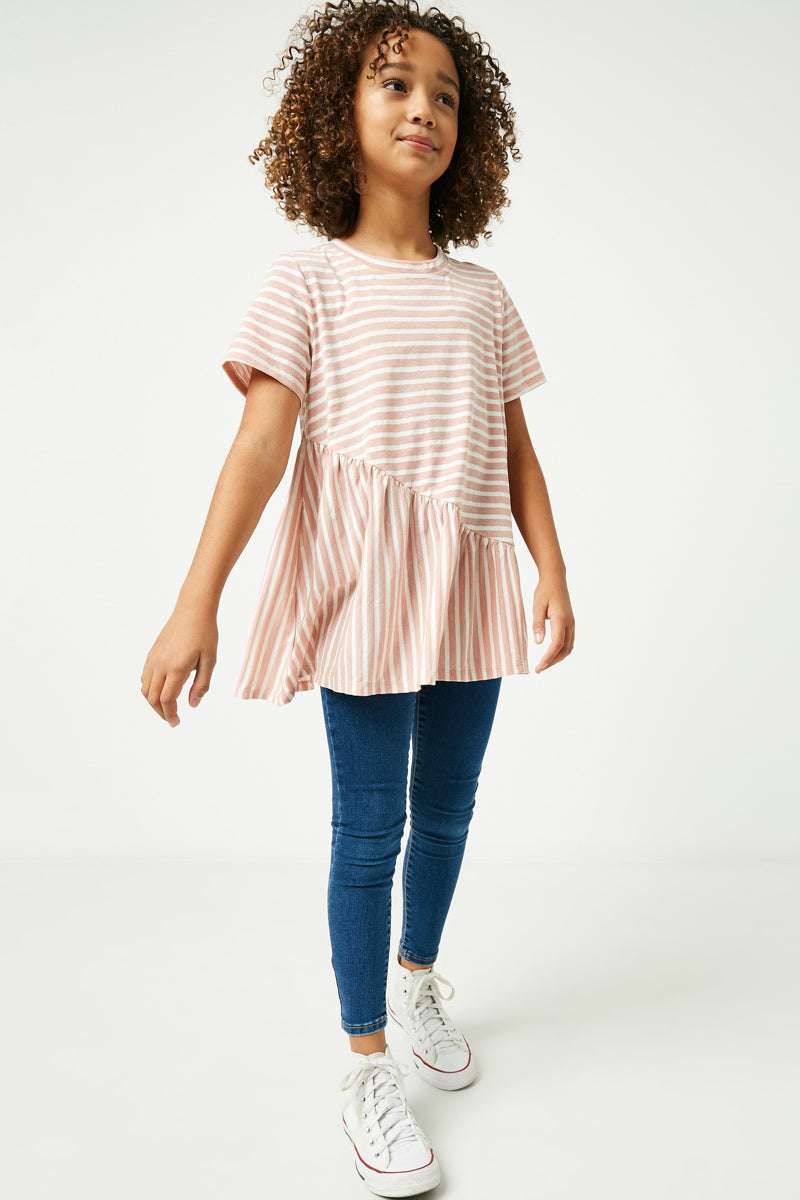 Stylish Striped Ruffle Tunic Top for Women - Trendy Casual & Office Wear - Perfect for Spring & Summer Outfits