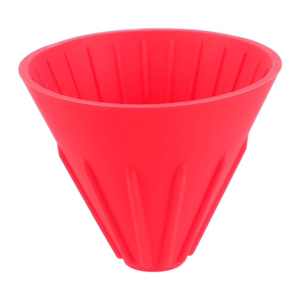 DOITOOL Reusable Silicone Coffee Filter - Pour Over Cone Dripper, Paperless Coffee Strainer & Funnel for Kitchen - Perfect for Home Brewing, Camping & Office Use (Red)