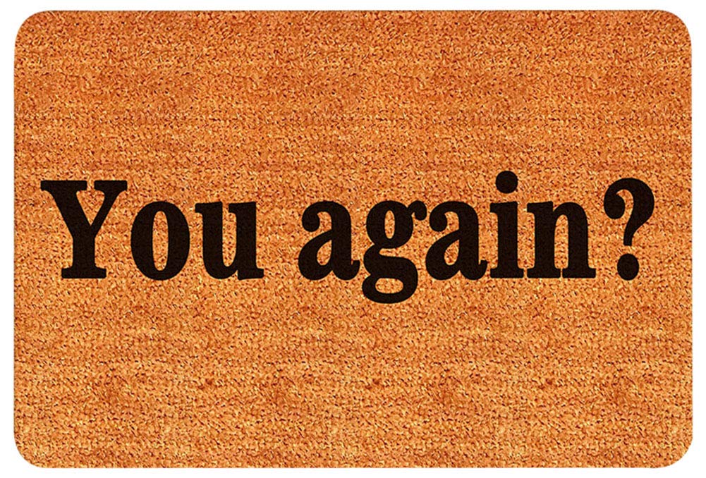 ChezMax Non-Slip Doormat - Waterproof Indoor/Outdoor Welcome Mat with Funny 'You Again?' Design - Durable Front Door Rug for Mud Absorption - Perfect for Entryway, Bathroom & Kitchen Use