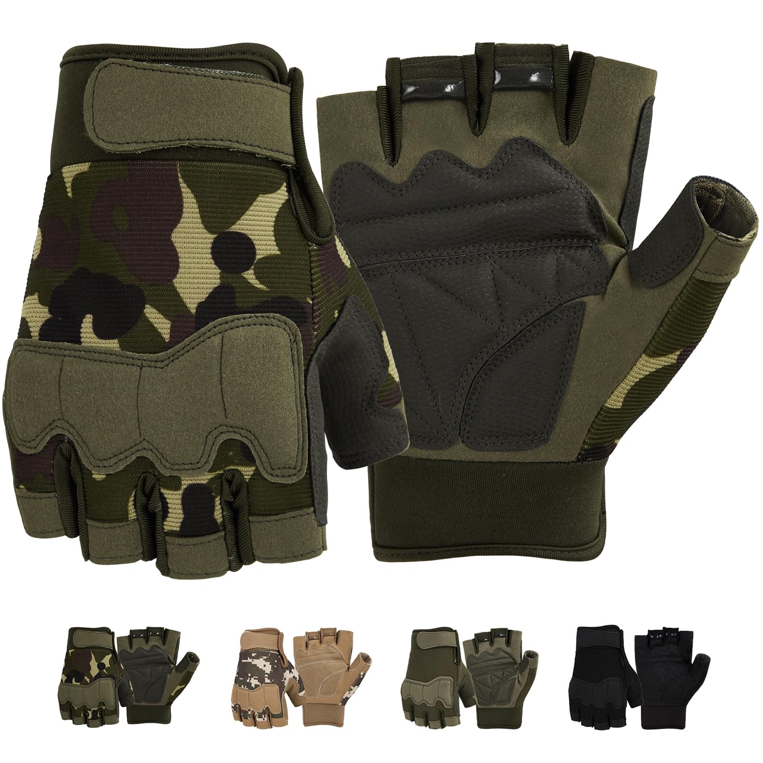 Tactical Fingerless Gloves for Airsoft, Shooting, Motorcycle, Cycling & Hiking - Military Grade Half Finger Gloves for Men & Women - Ideal for Outdoor Sports, Driving & Hunting Activities