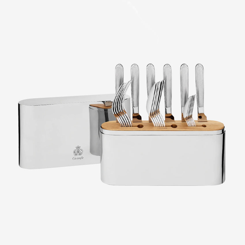 Christofle Concorde 24-Piece Flatware Set - Elegant Stainless Steel Silverware for Fine Dining & Entertaining