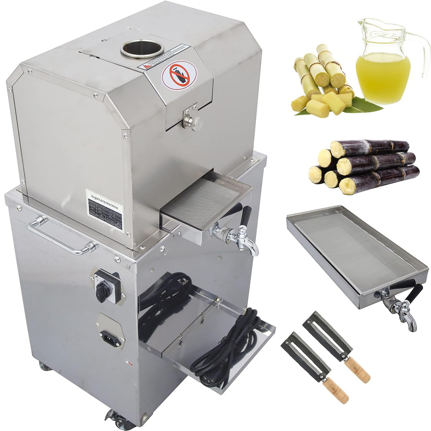 Commercial Electric Sugar Cane Juicer Machine - 4 Roll Stainless Steel Press for Fresh Juice Extraction | Perfect for Juice Bars, Restaurants & Home Use