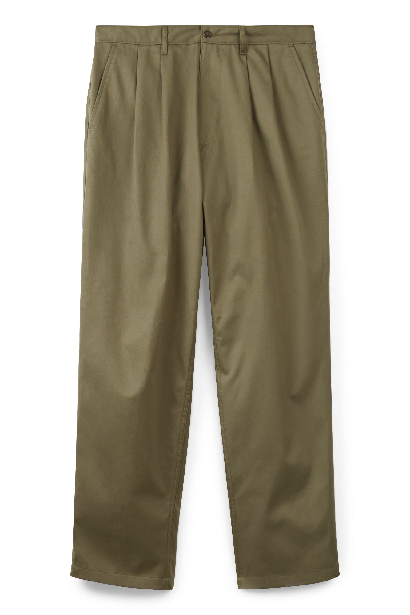 Men's Pleated Lightweight 100% Cotton Twill Chino Pants - Olive Green | Comfortable Casual & Office Wear for Men