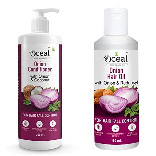Oceal Hair Combo Set - Onion Hair Conditioner 250ml & Onion Hair Oil 100ml for Hair Growth & Scalp Care | Perfect for Daily Hair Treatment, Damaged Hair Repair & Nourishment at Home