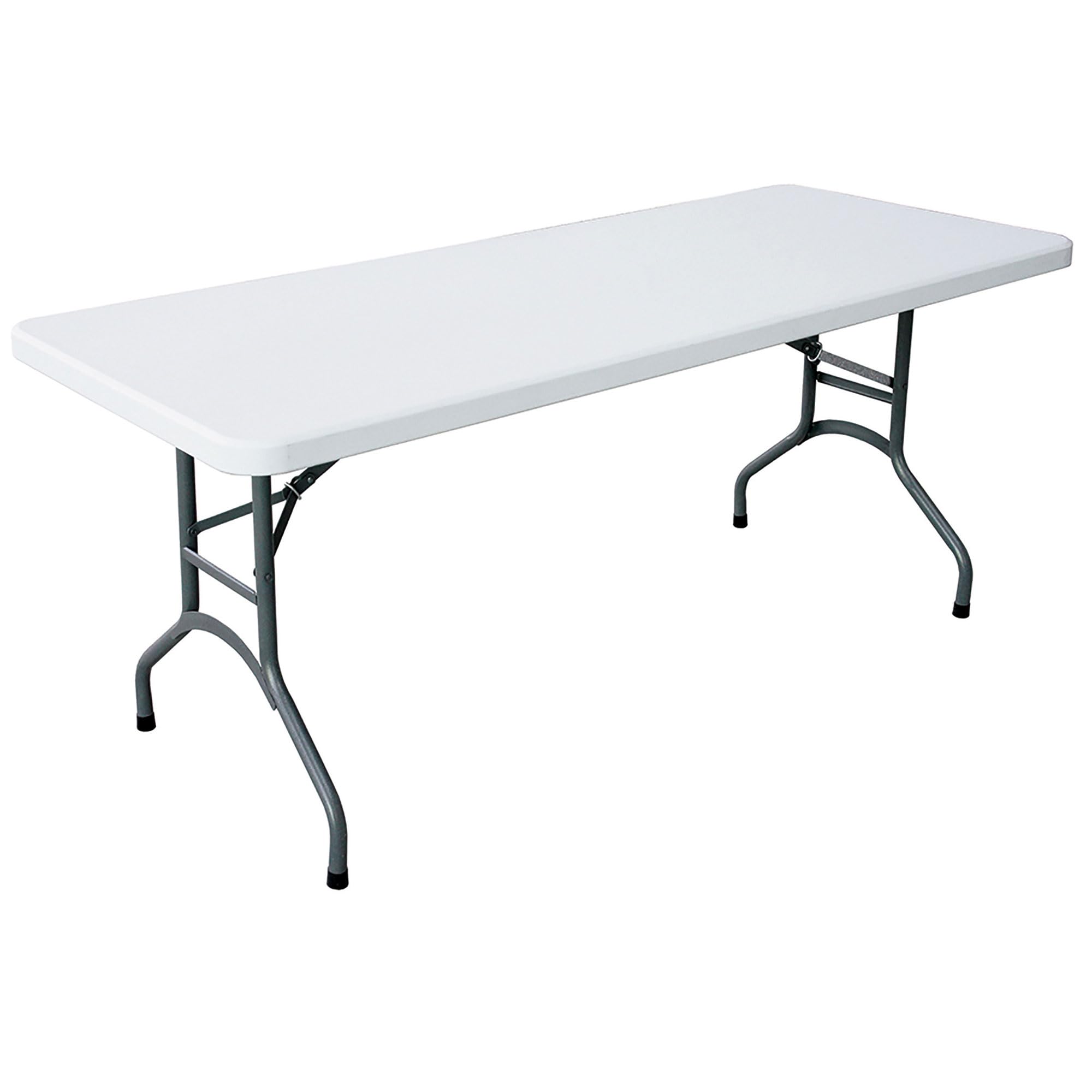 6 Foot White Lightweight Folding Banquet Table - Multipurpose Durable Desk with Secure Base for Indoor & Outdoor Events - Perfect for Weddings, Parties, Conferences and Picnics