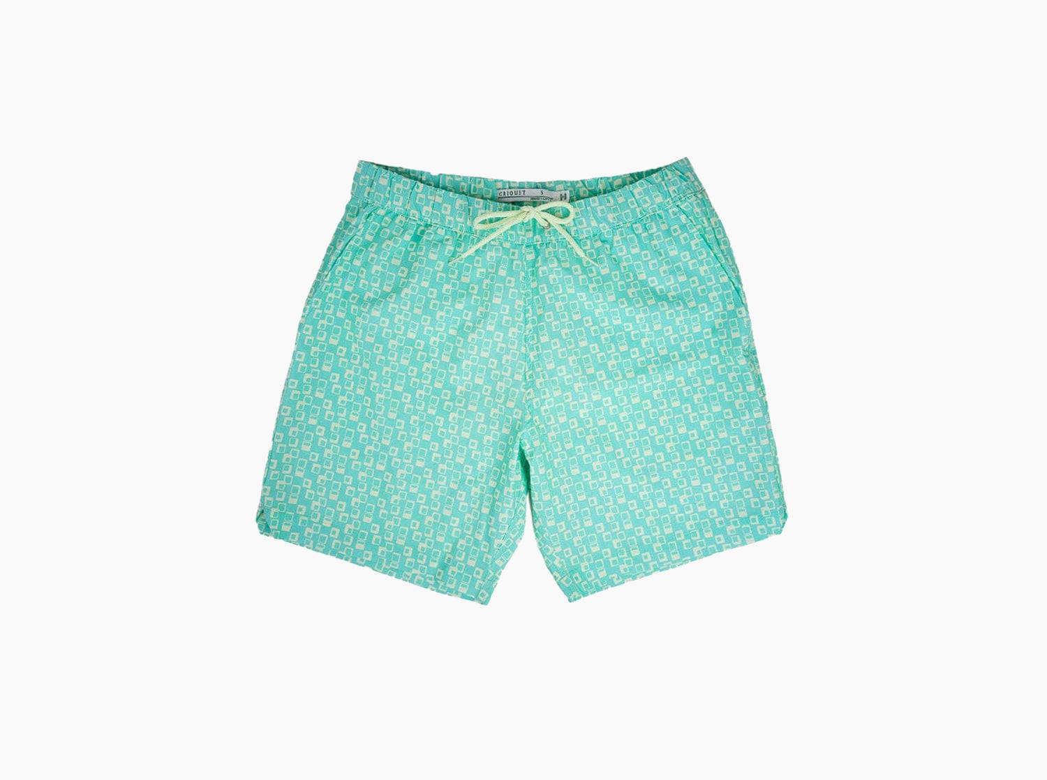Men's Retro Swim Trunks - Mid Mod Print Mint Green Quick Dry Swim Shorts for Beach, Pool & Summer Vacation