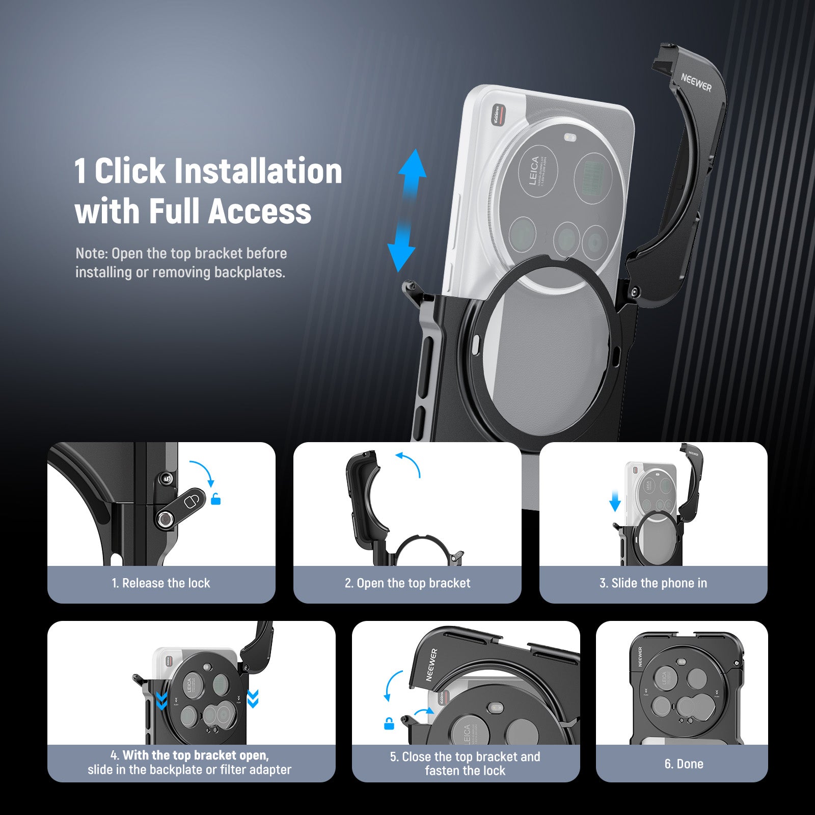 NEEWER PA091 Smartphone Cage Kit for Xiaomi 15 Ultra - Universal Phone Mount with Cold Shoe Mount & 1/4