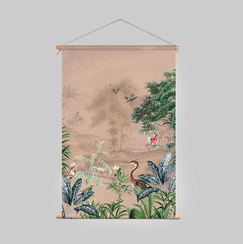 Scenic Landscape Textile Poster - Light Blush Wall Art for Home & Office Decor | Perfect for Living Room, Bedroom, or Workspace