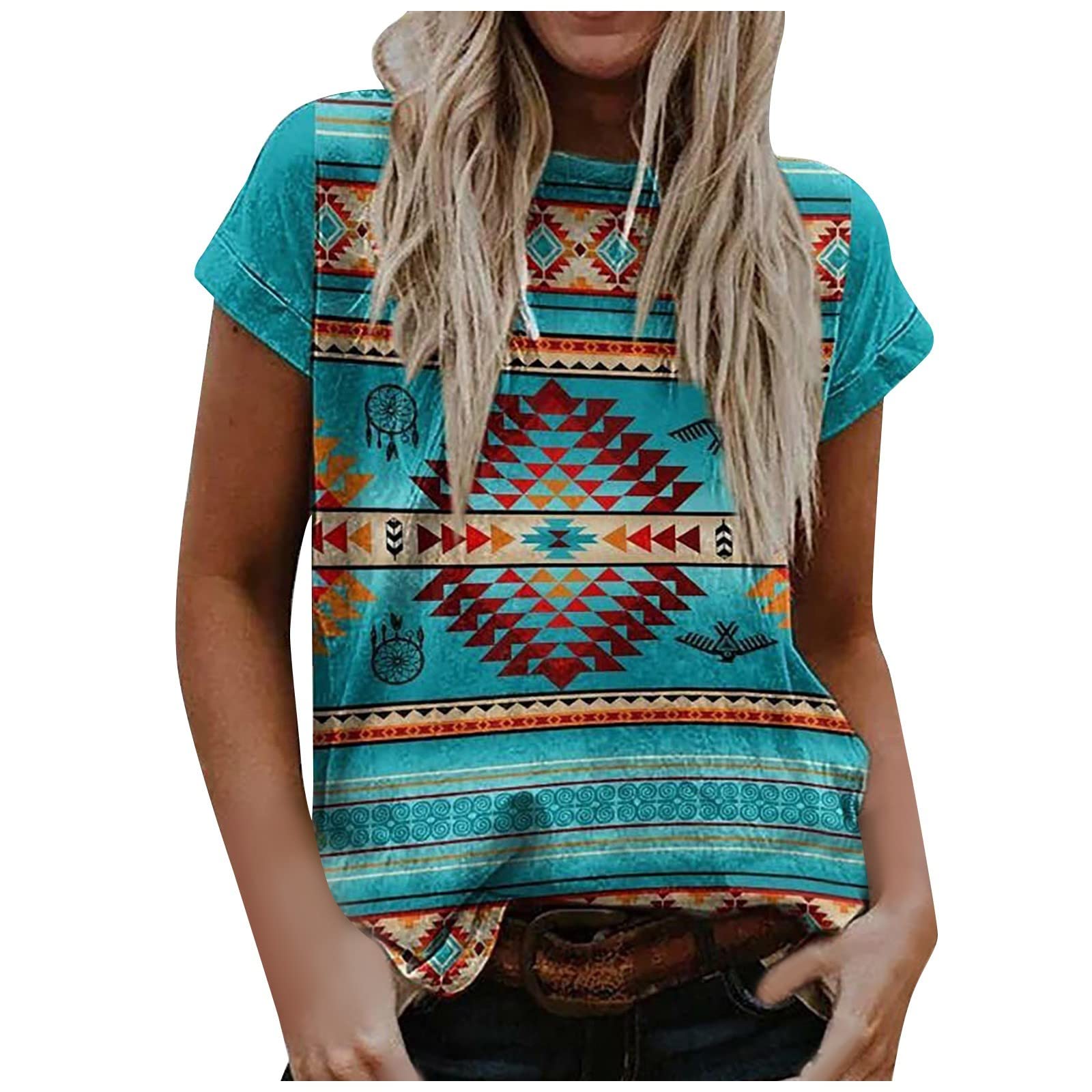 Mebamook Women's Short Sleeve Floral Print Loose T-Shirt - Casual & Work Summer Tops - Breathable Flowly Blouse for Office, Outing & Vacation