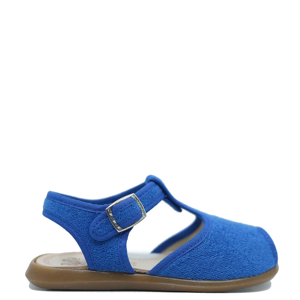 Pepe Blue Terry T-Strap Sandals for Women - Comfortable Summer Beach Slides with Soft Terry Cloth Upper - Perfect for Poolside, Vacation & Casual Outings
