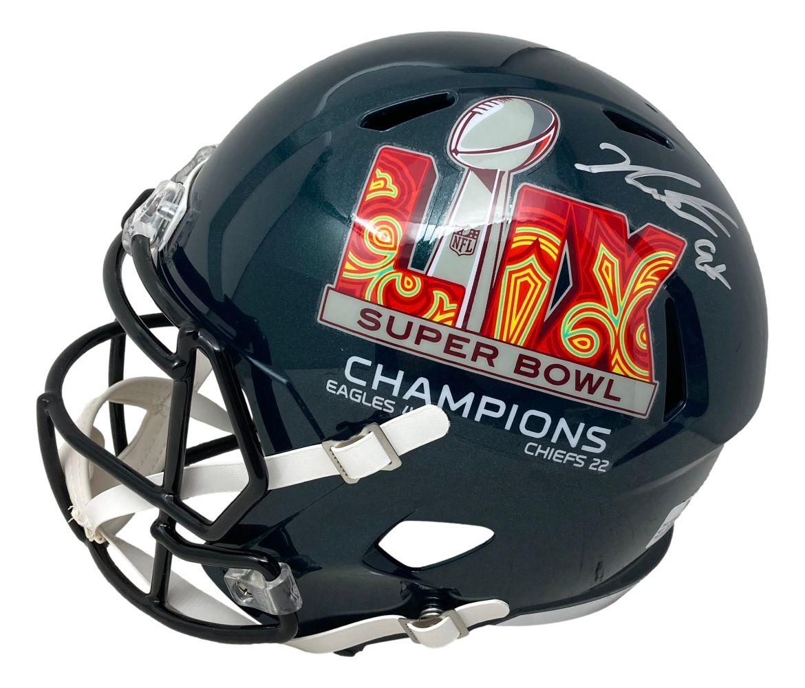 Jalen Carter Autographed Philadelphia Eagles Football Helmet - Super Bowl 59 Replica with Certificate of Authenticity - Perfect for Eagles Fans, Sports Memorabilia Collectors, and Game Room Decor