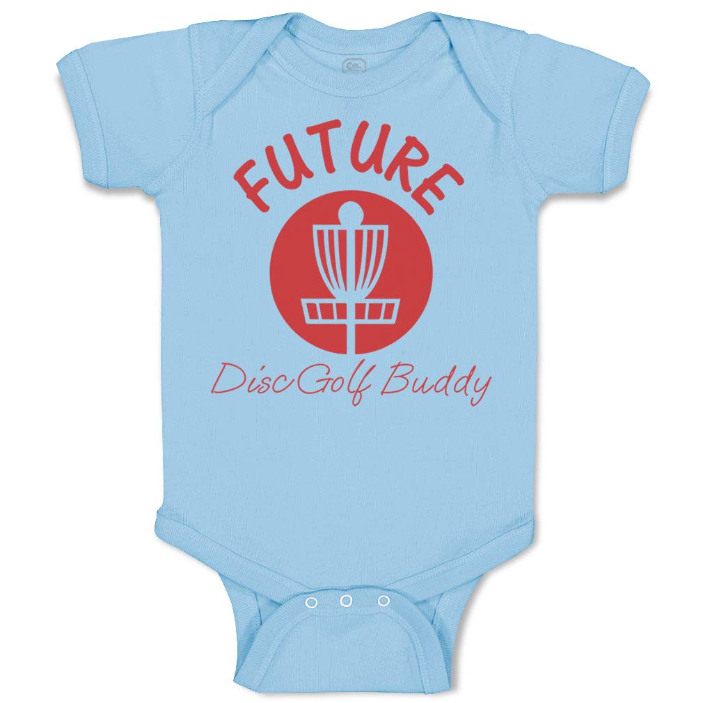 Funny Future Disc Golf Buddy Baby Bodysuit - 100% Cotton Light Blue Newborn Clothes for Boys & Girls | Perfect for Playtime & Family Outings
