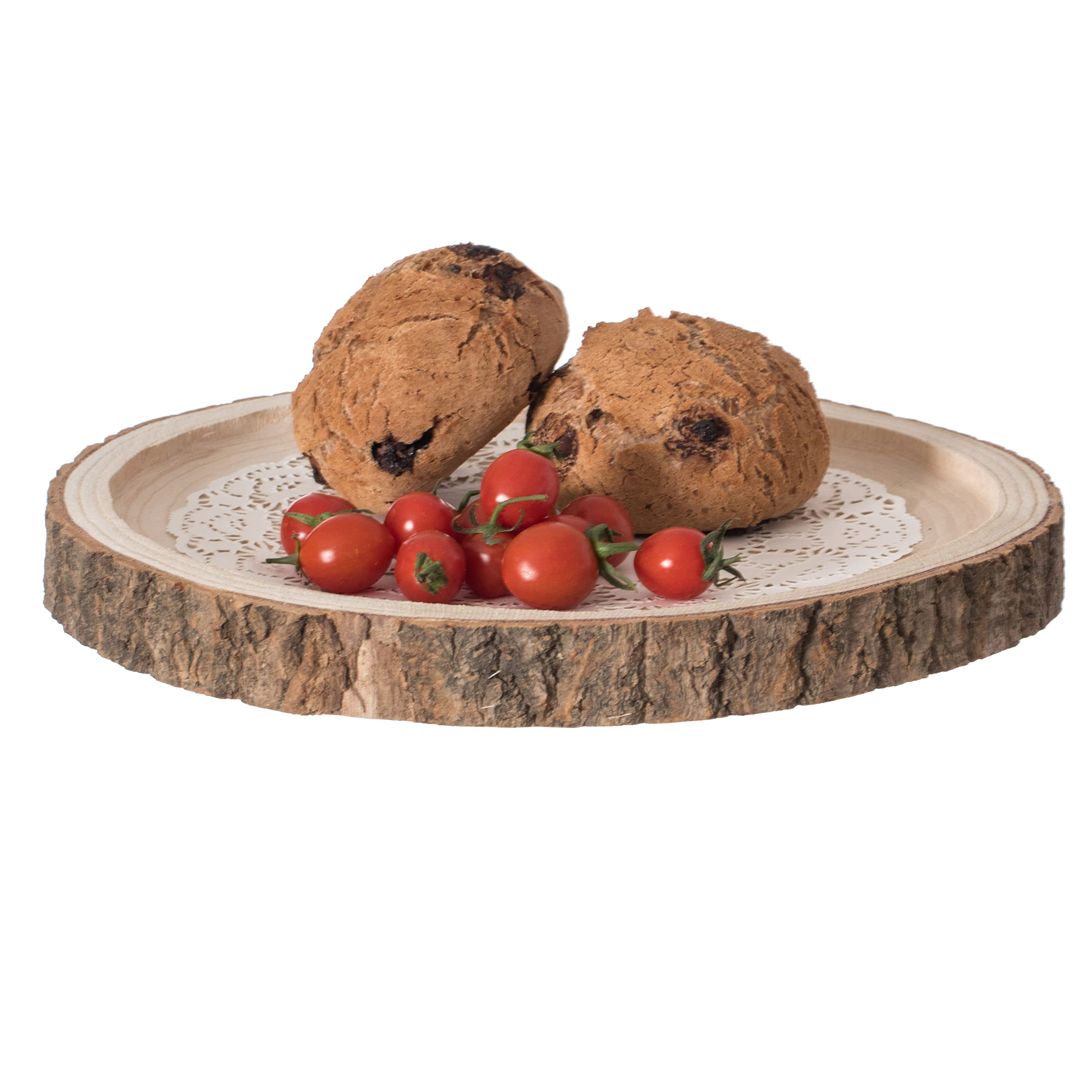 Natural Wooden Bark Round Slice Tray - 12