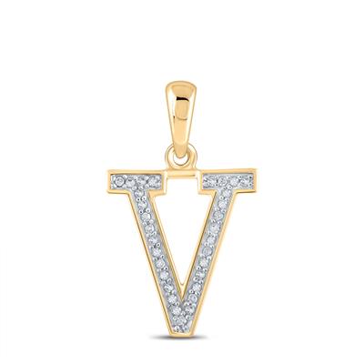 10K Gold Diamond Initial V Pendant Necklace - 1/20 CTTW - Personalized Jewelry Gift for Women, Birthday, Anniversary, Valentine's Day - Elegant Layering Piece for Everyday Wear or Special Occasions