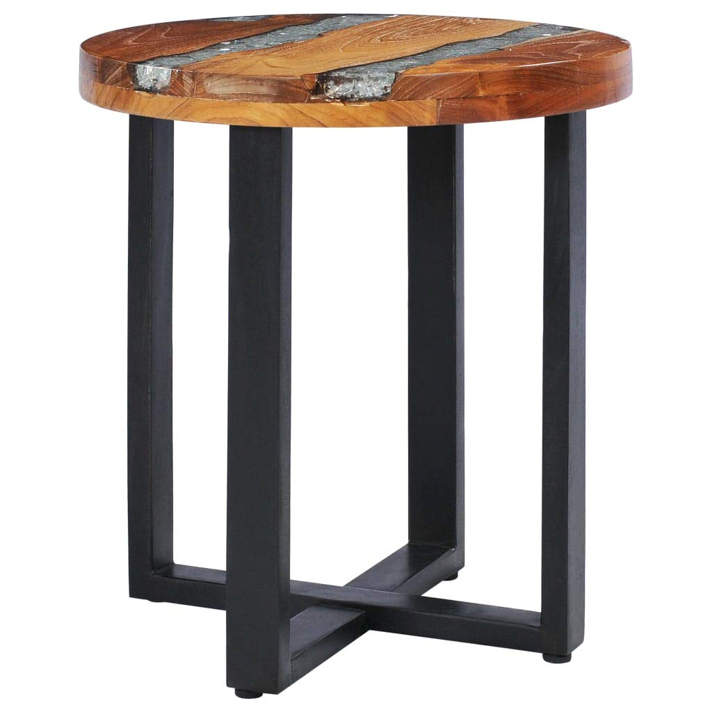 Modern Shubiao Coffee Table - 15.7x17.7 Inch Solid Teak Wood & Polyresin Living Room Table - Easy Assembly Multi-Functional Center Table for Small Spaces, Home Decor & Coffee Time