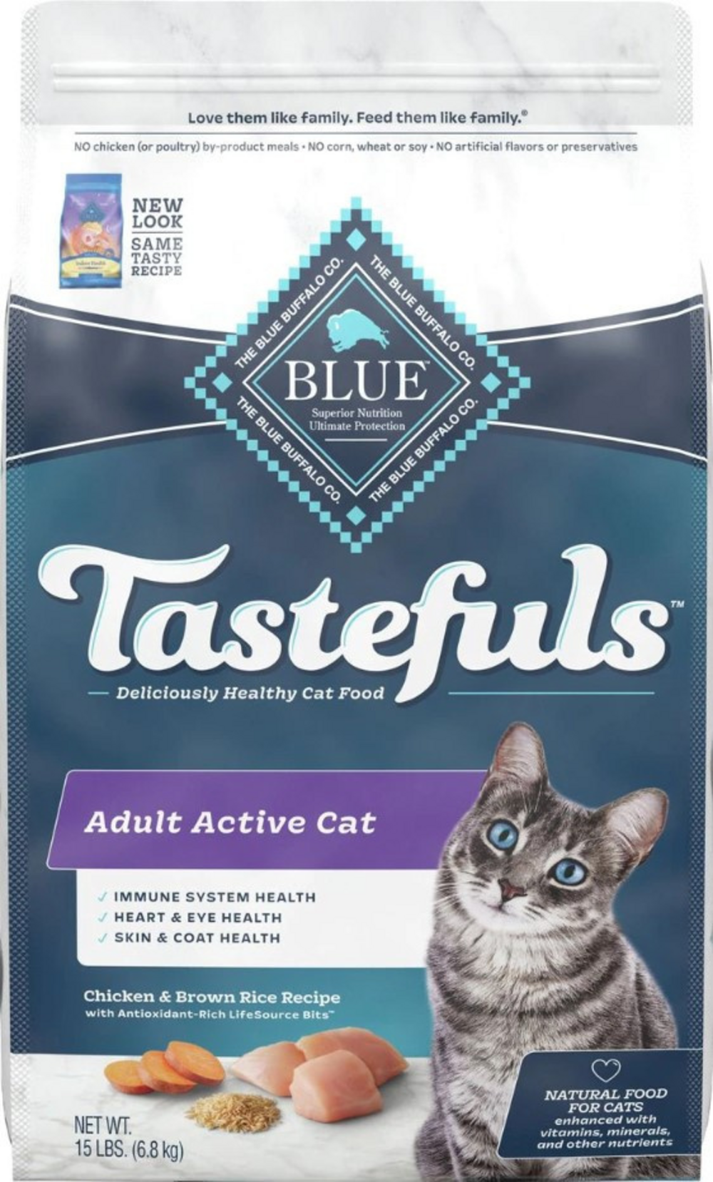 Blue Buffalo Tastefuls Adult Active Cat Food - Chicken & Brown Rice Recipe Dry Kibble for High-Energy Cats - Perfect for Playful Indoor & Outdoor Felines
