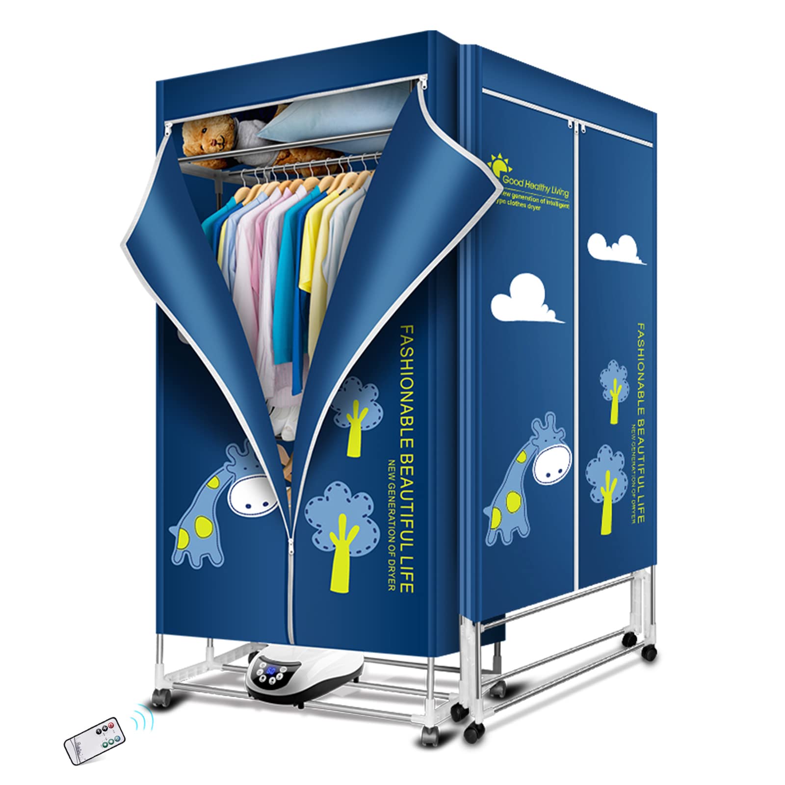 1500W Portable Electric Clothes Dryer - 67 Inch Foldable 3-Tier Drying Rack with Digital Timer & Remote Control | Energy Efficient Apartment Dryer for Small Spaces | Perfect for Laundry Rooms, Dorms, RVs & Travel Use