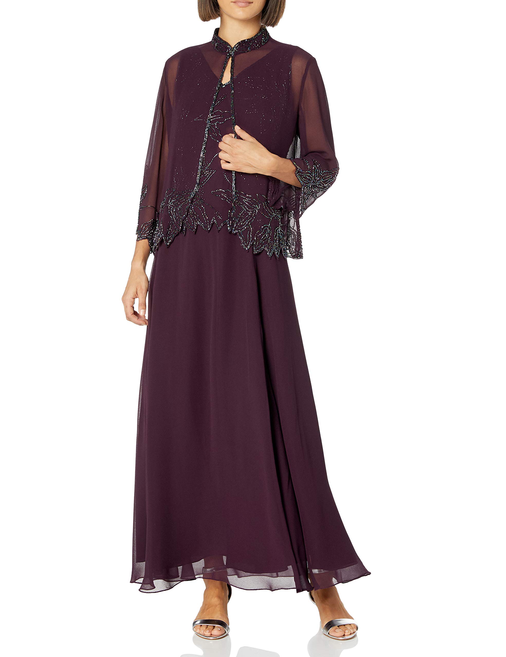 J Kara Women's Plus Size Beaded Jacket Dress - Elegant Embellished Formal Wear for Evening Parties, Weddings & Special Occasions