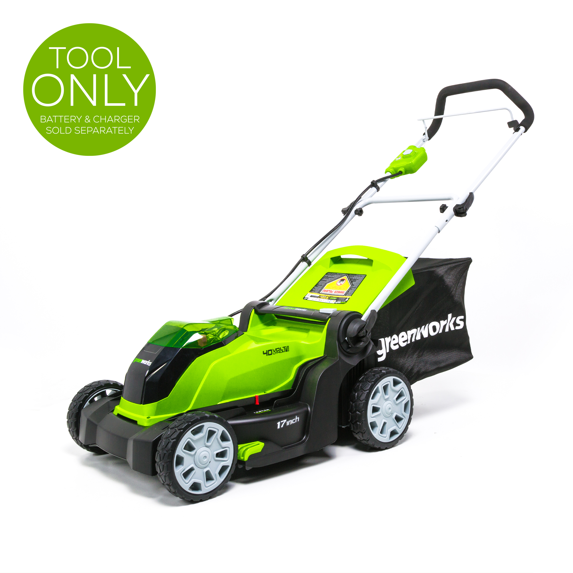Greenworks 40V 17-Inch Cordless Electric Push Lawn Mower (Tool Only) - Perfect for Small to Medium Yards, Eco-Friendly Lawn Care