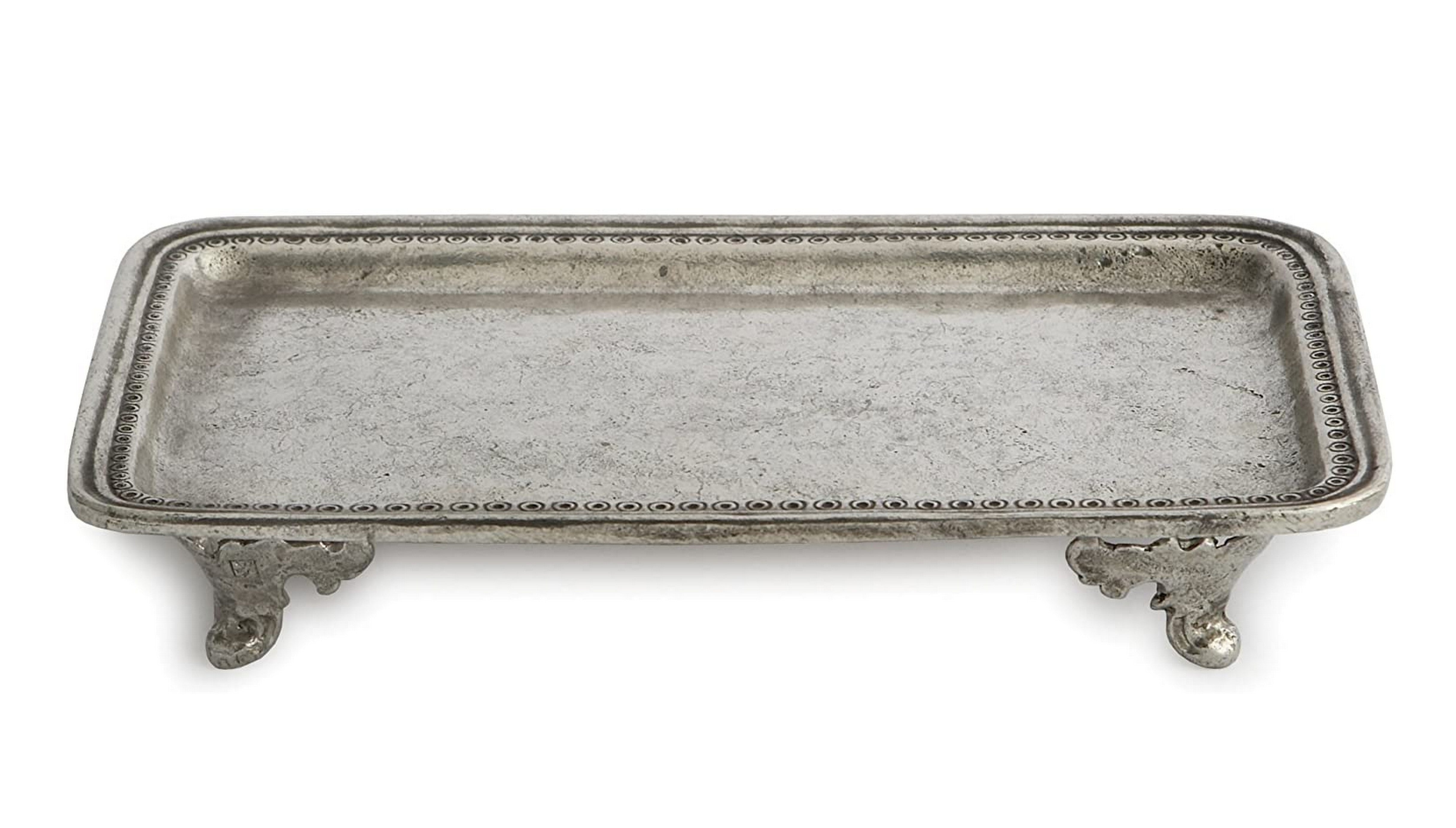 Arte Italica Anna Caffe Rectangular Pewter Tray - Elegant Serving Tray for Coffee, Tea, and Desserts - Perfect for Home Entertaining and Cafe Style Dining