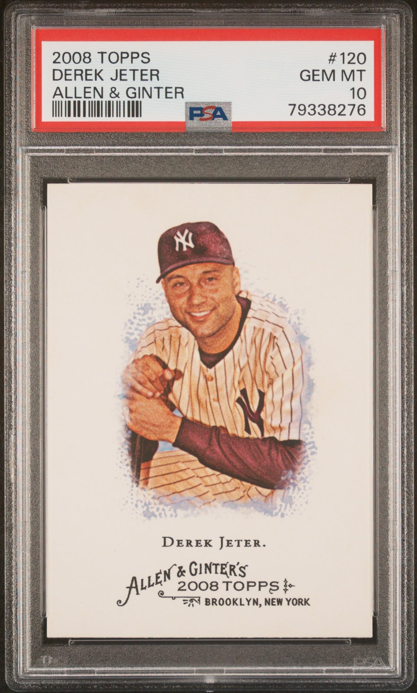 2008 Topps Allen & Ginter Derek Jeter #120 Baseball Card - PSA 10 Gem Mint - Yankees Legend Collectible for Sports Memorabilia & Display Cases