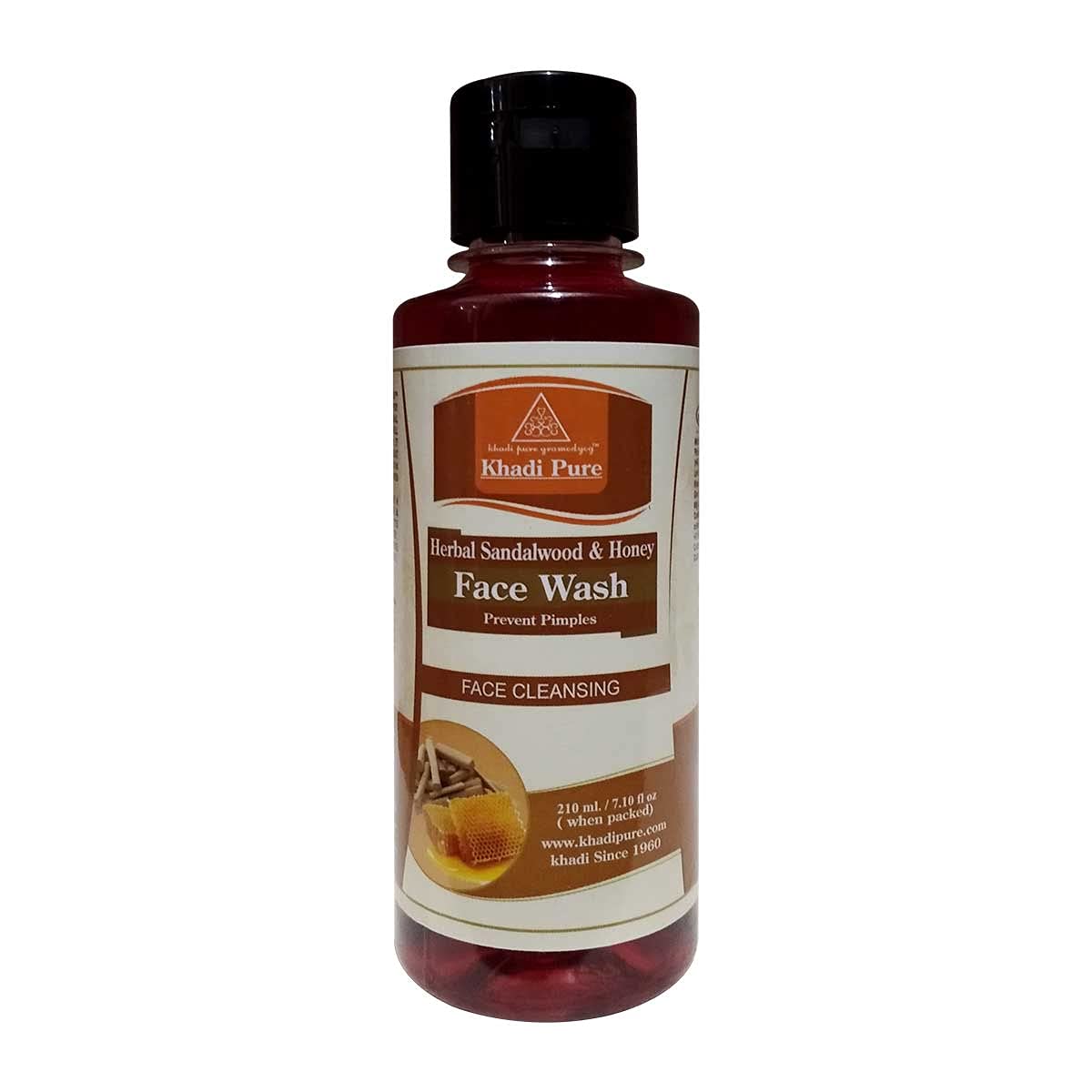 Khadi Pure Herbal Sandalwood & Honey Face Wash 210ml - Natural Cleanser for Glowing Skin | Perfect for Daily Skincare Routine & Sensitive Skin Care
