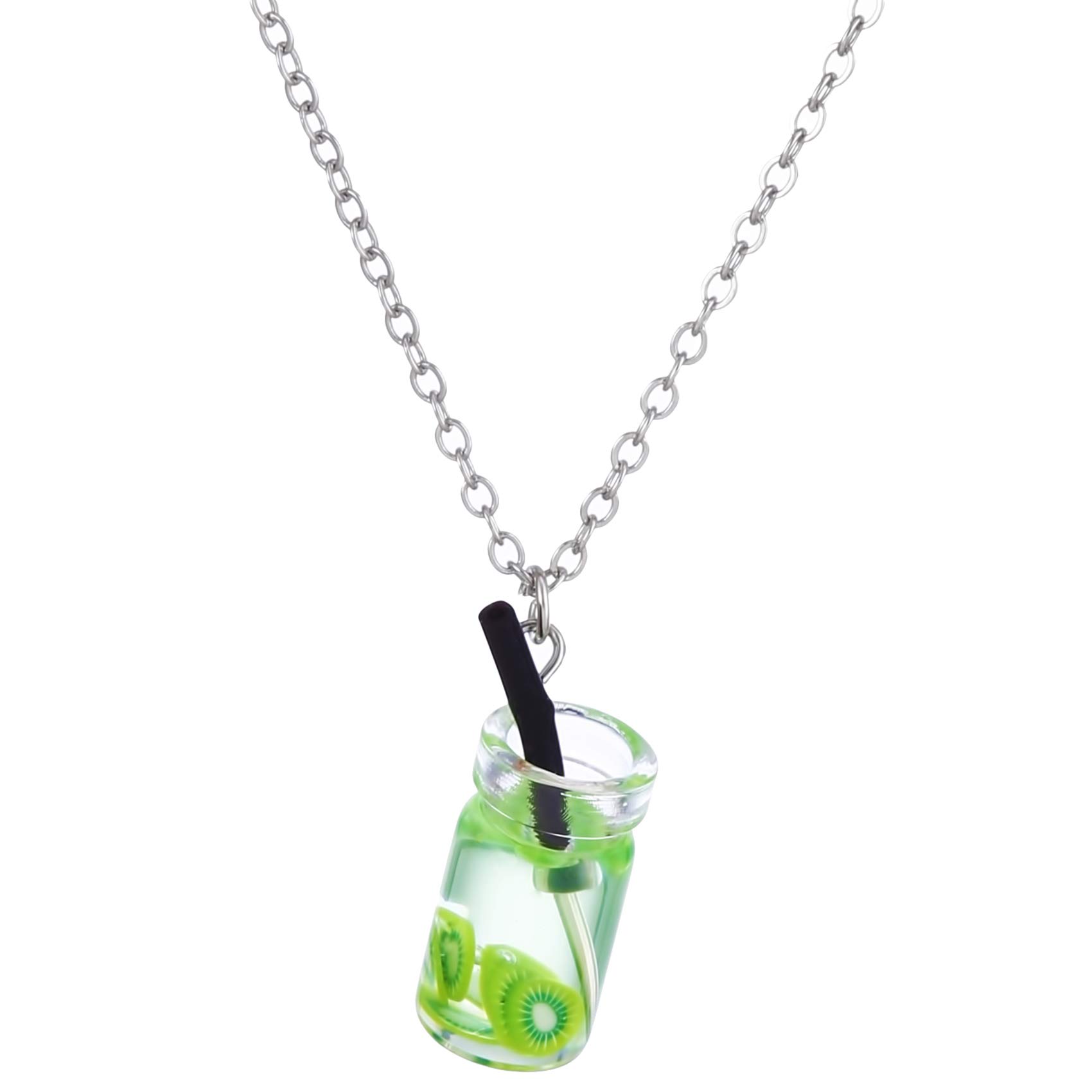 **Airlove Milk Tea & Fruit Tea Charm Pendant Necklace - Cute Boba Tea Dangle Charms for Jewelry Making, DIY Crafts, and Kawaii Accessories**