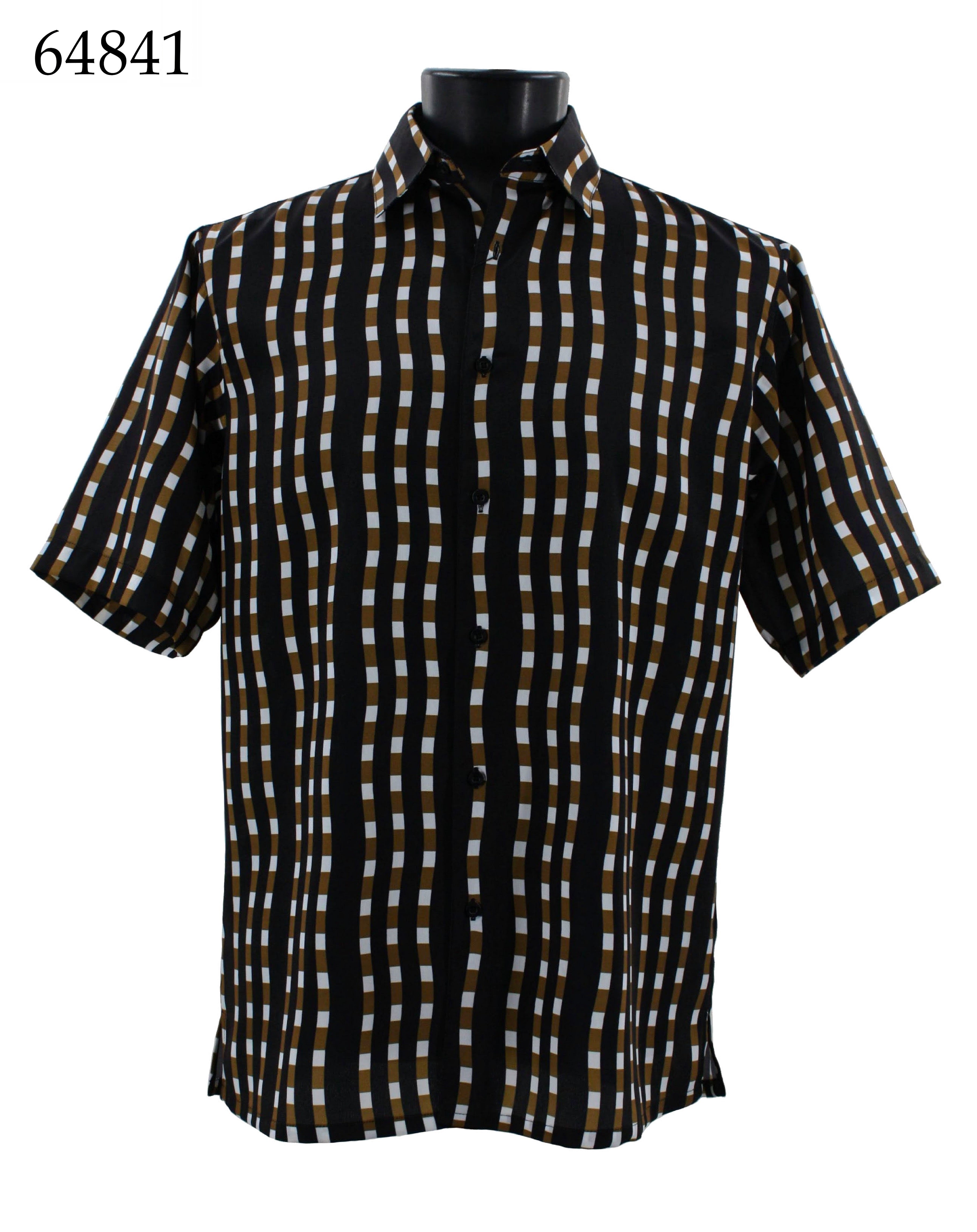 Bassiri Men's Short Sleeve Casual Shirt 64841 - Comfortable Breathable Button Down Shirt for Work, Office, and Summer Outfits