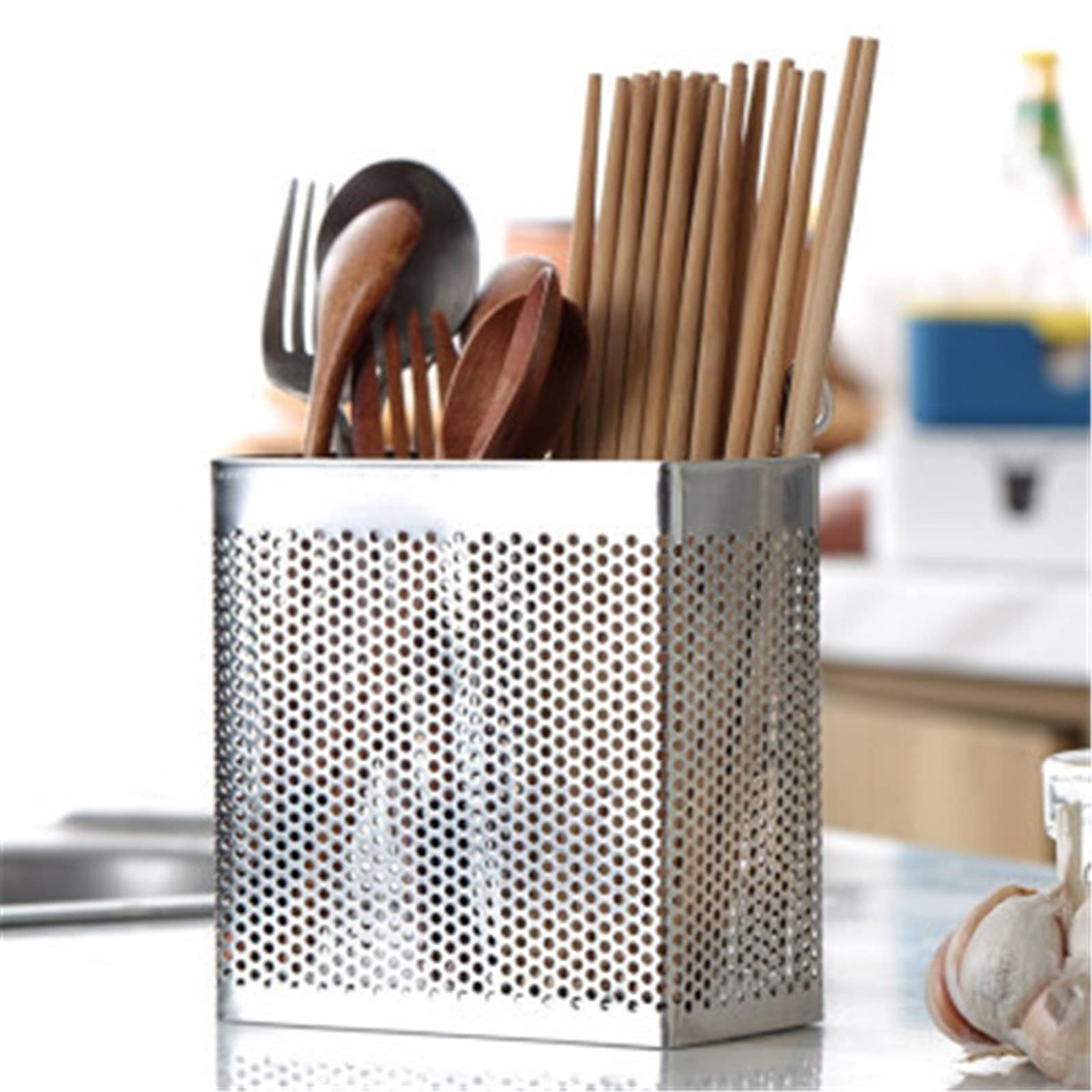 Stainless Steel Wall Mounted Chopstick Holder - Kitchen Utensil Storage Rack for Chopsticks, Forks & Spoons - Durable Drain Rack for Tableware Organization - Perfect for Asian Dining, Restaurants & Home Kitchens