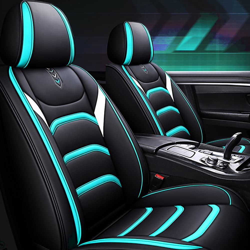 Premium All-Weather Front Seat Covers for Honda Accord EX (1997-2019) - Waterproof Leather Protection, Non-Slip Design, Airbag Compatible - Black & Green - Perfect for Daily Commute, Road Trips & Outdoor Adventures