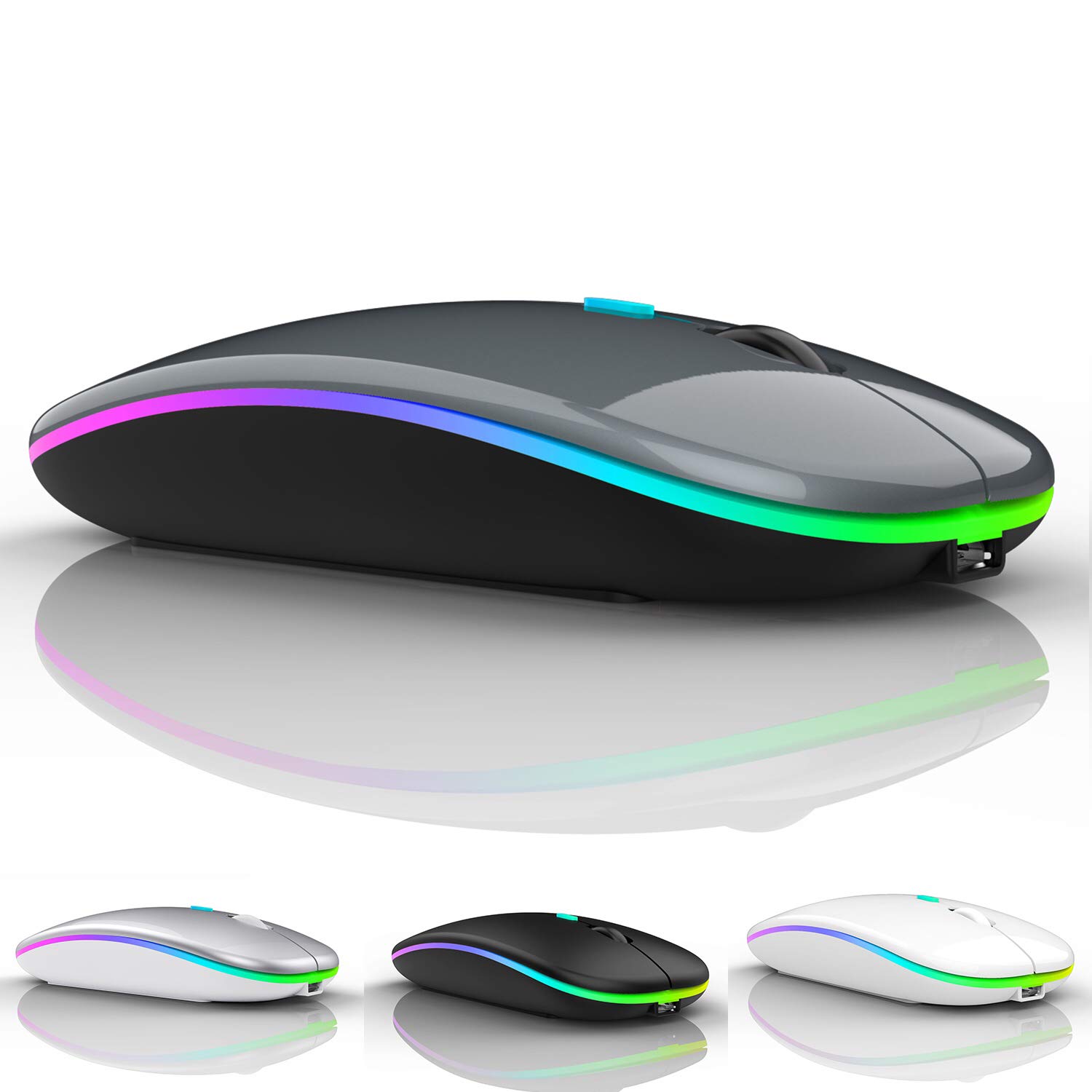 Wireless Bluetooth Mouse for iPad, MacBook Air, MacBook Pro, iMac, Mac Mini, Chromebook & PC - Rechargeable, Ergonomic Design (Gray) - Perfect for Work, Travel & Home Office Use