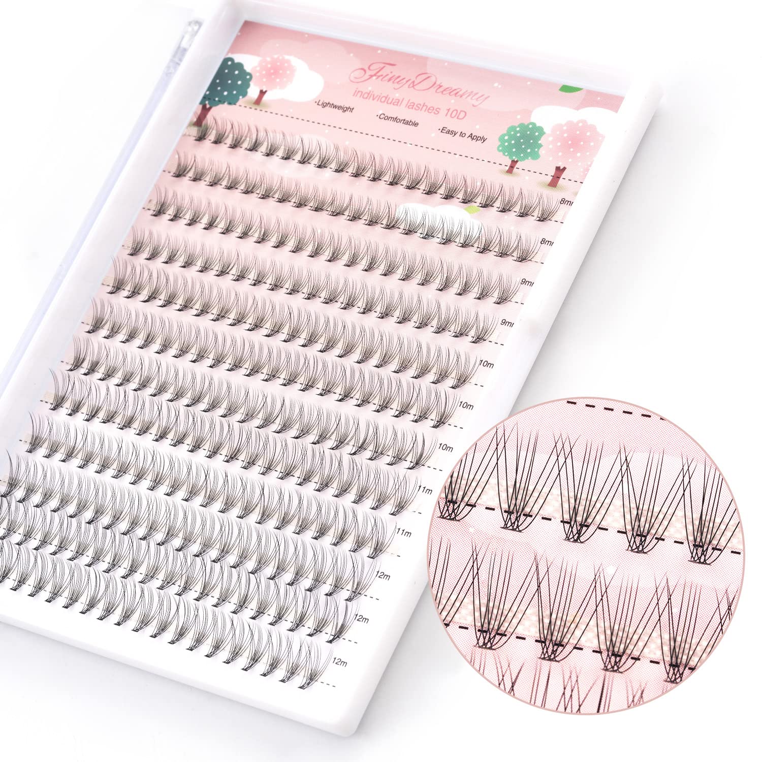 10D Lash Clusters 240pcs - Natural Individual Eyelash Extensions, 8-12mm Mixed Lengths, C Curl 0.07mm Thickness - Easy to Apply Under Your Lashes for Dramatic Volume & Everyday Glam - Perfect for Weddings, Parties & Special Occasions