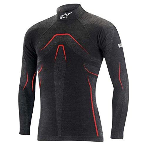 Alpinestars ZX EVO LINES Long Sleeve Motorcycle Shirt - Black/Orange - XS/S - Breathable & Comfortable for Street Riding & Racing