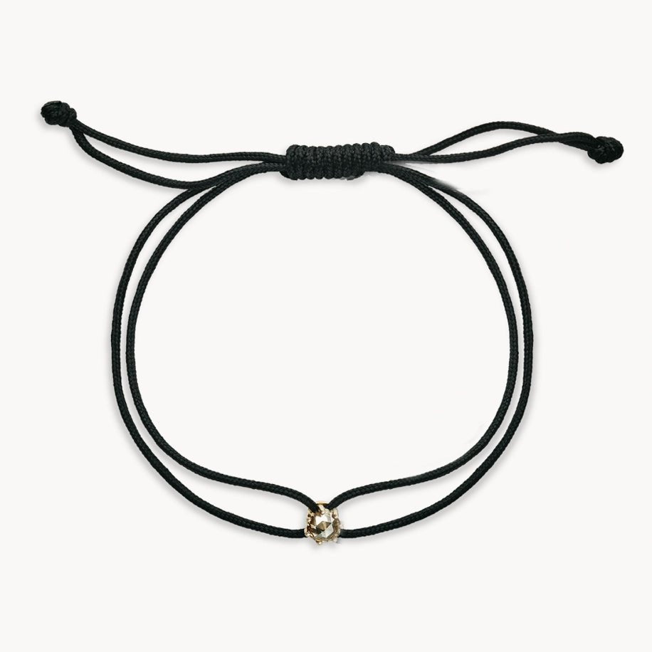 10K Yellow Gold Black Cord Bracelet - Supernova Contemplation Cord Bracelet for Women, Men | Spiritual Jewelry, Meditation Accessory, Yoga Gift, Boho Chic Fashion