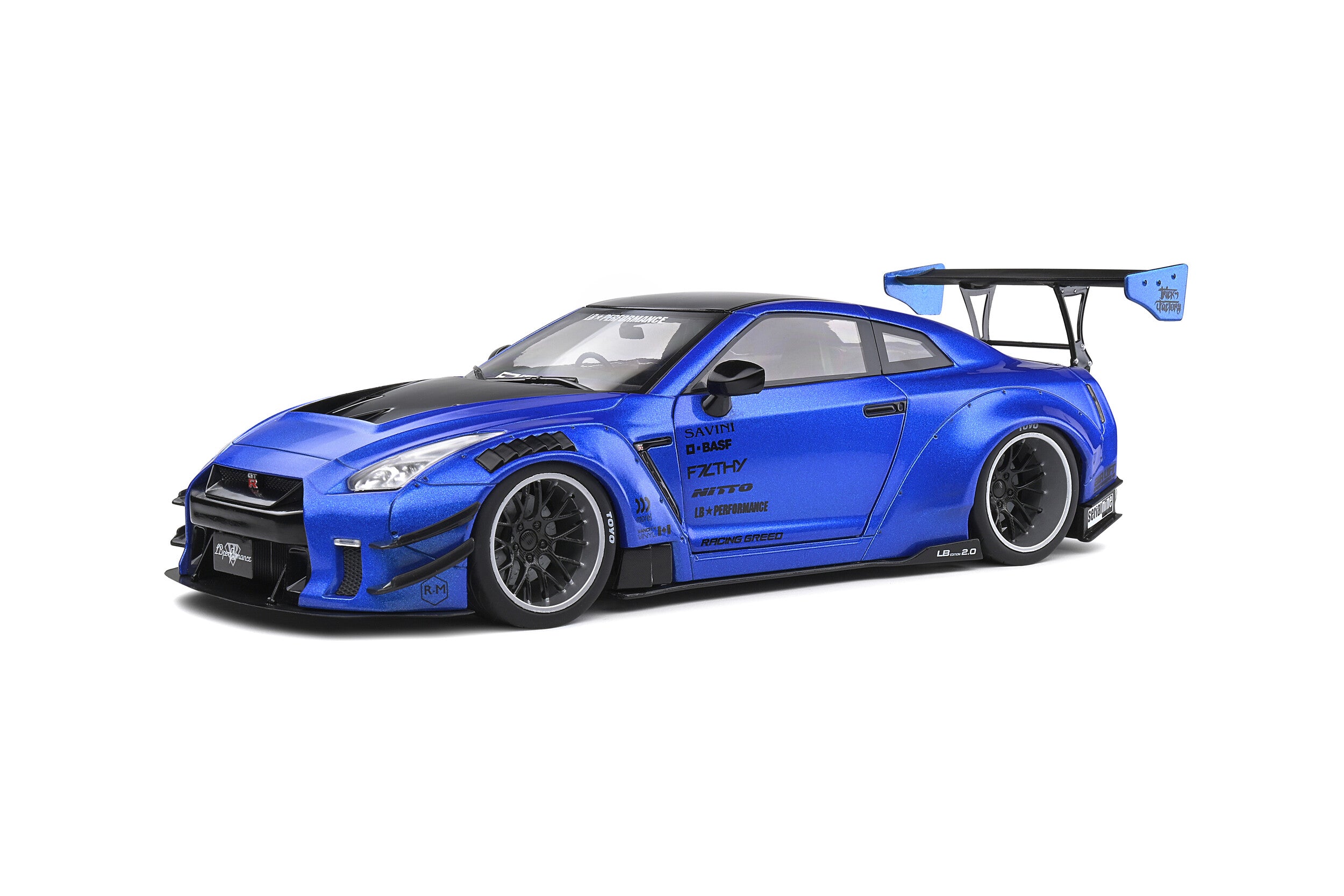 1:18 Scale Nissan Skyline GT-R 2020 Liberty Walk V2 Diecast Model Car - Metallic Blue - Collectible Sports Car for Display & Racing Enthusiasts