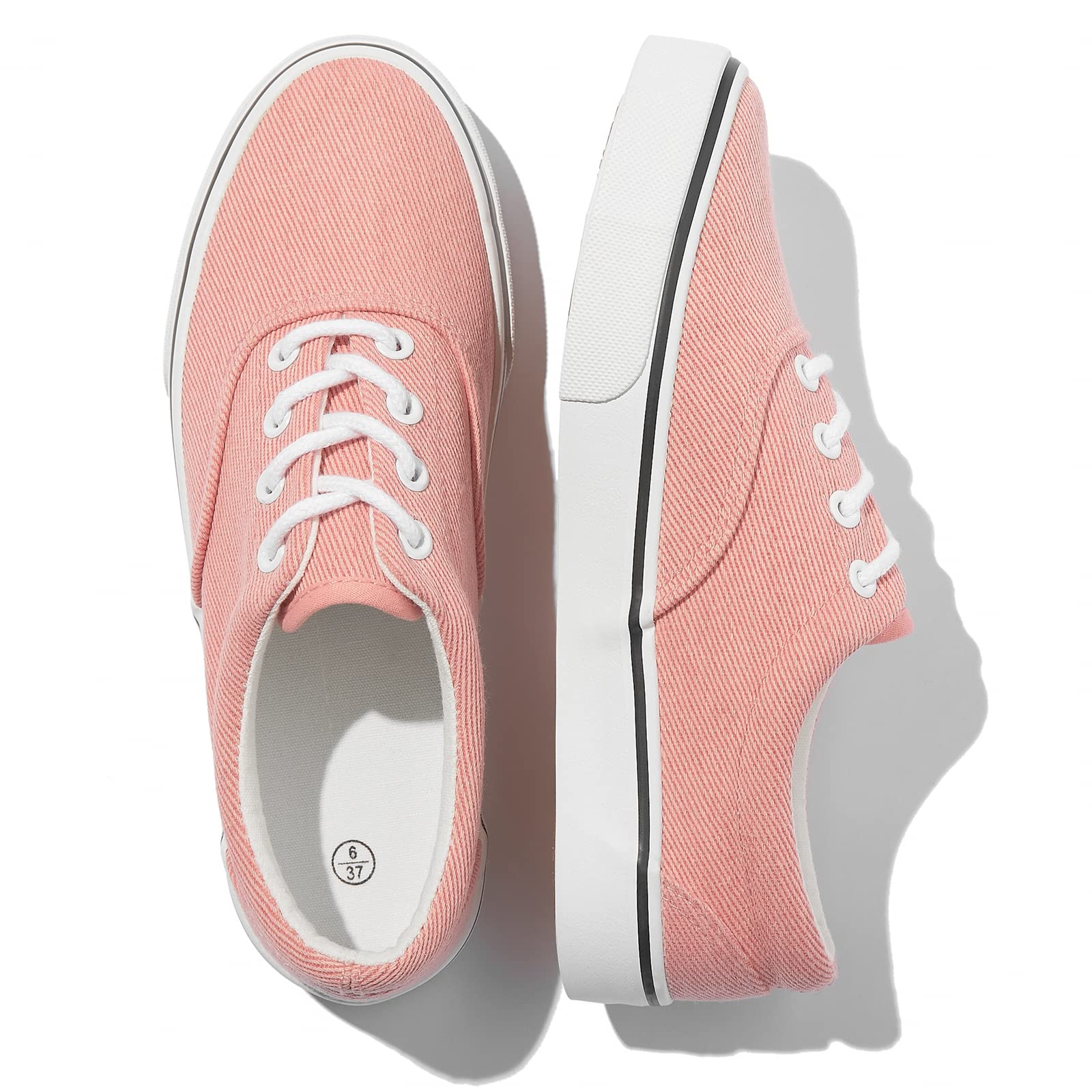 Women's Fashion Canvas Sneakers - Casual Low Top Sneakers in White & Black | Perfect for Everyday Wear, Walking, and Light Activities