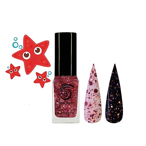 HEXA HOLO CHUNKY BABY STARFISH NAIL POLISH - BNP 223, Glitter Nail Polish for Women, Long Lasting Holographic Nail Art, Perfect for Parties, Weddings & Special Occasions
