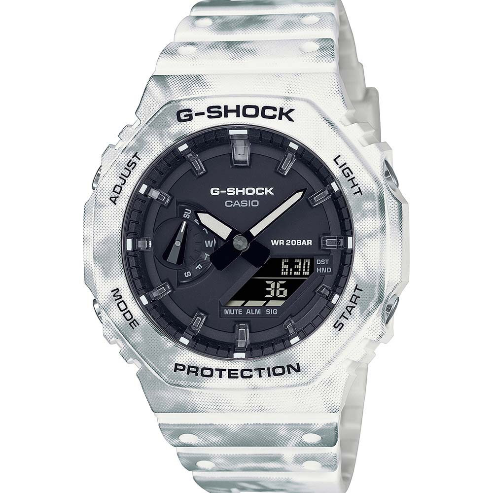 G Shock GAE2100GC 7A Grunge Snow Camo Digital Watch - Rugged Military Style Sports Watch for Men - Perfect for Outdoor Adventures, Hiking & Extreme Sports