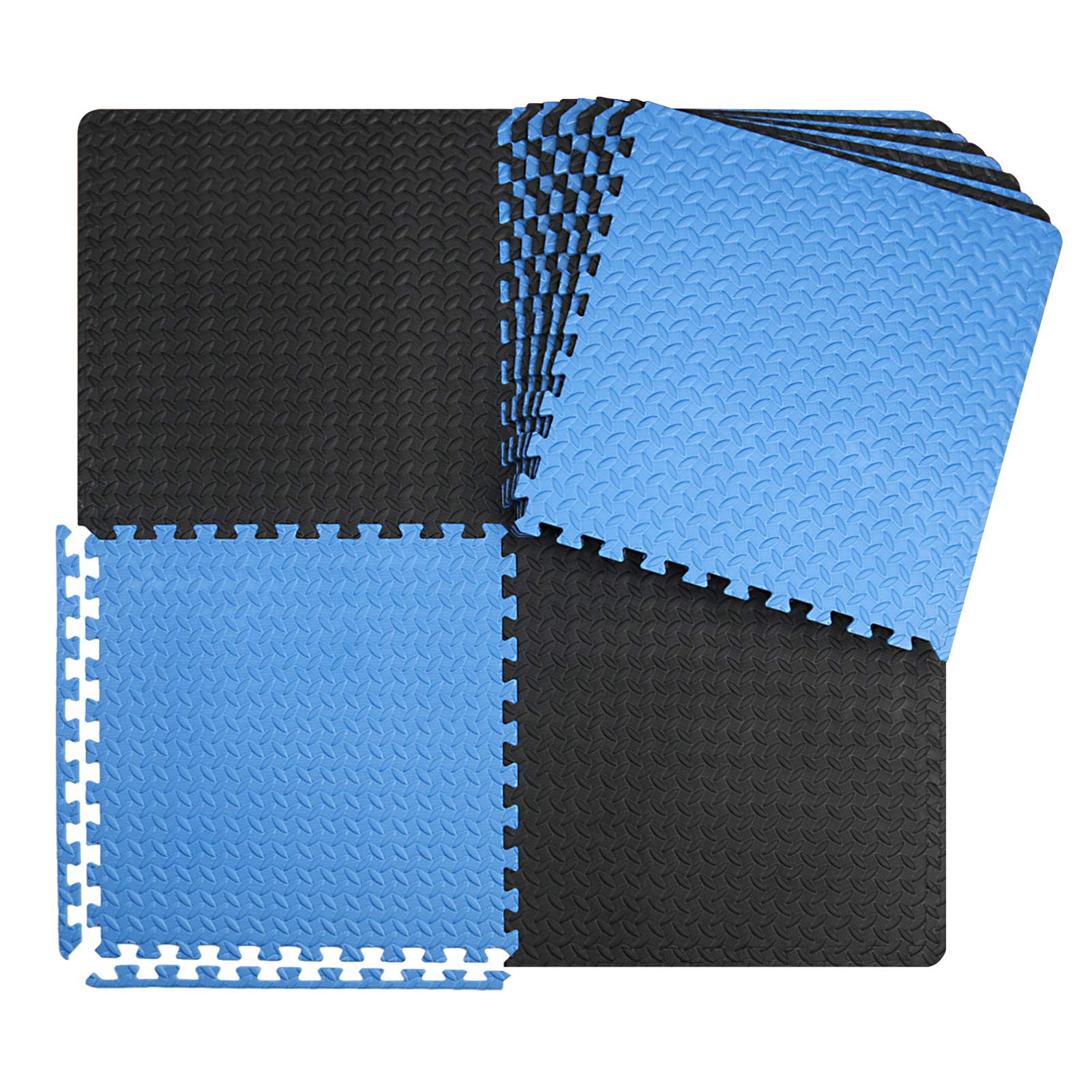 innhom 12/24/48 Pack Interlocking Gym Floor Tiles - High Density Foam Exercise Mats for Home Gym, Workout Room & Garage - Non-Slip Floor Protection for Weightlifting, Yoga & Fitness Equipment