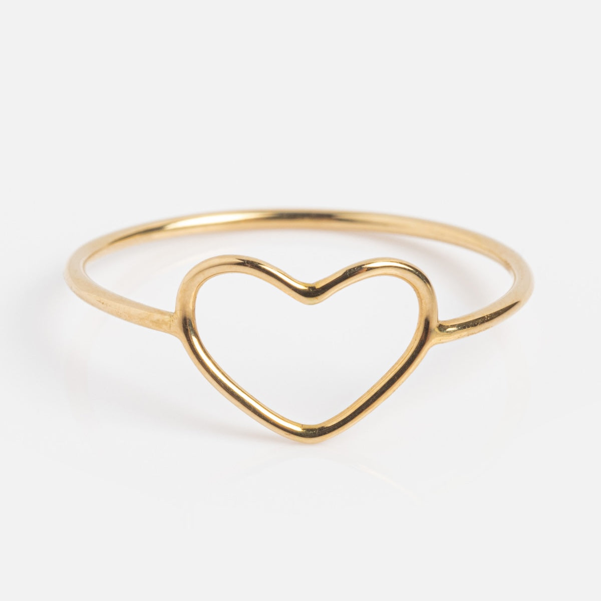 Solid Gold Delicate Heart Ring - 14K Yellow Gold Dainty Heart Jewelry for Women - Perfect for Valentine's Day, Anniversary Gifts & Everyday Elegance