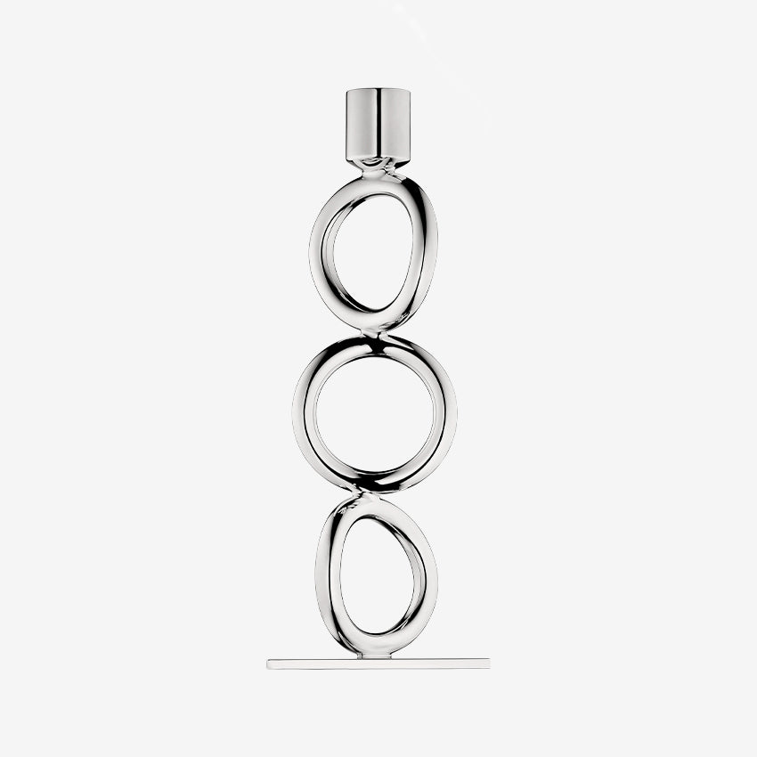 Christofle Silver Plate Vertigo Three Ring Candlestick Holder - Elegant Table Decor for Weddings, Dining & Home Decoration