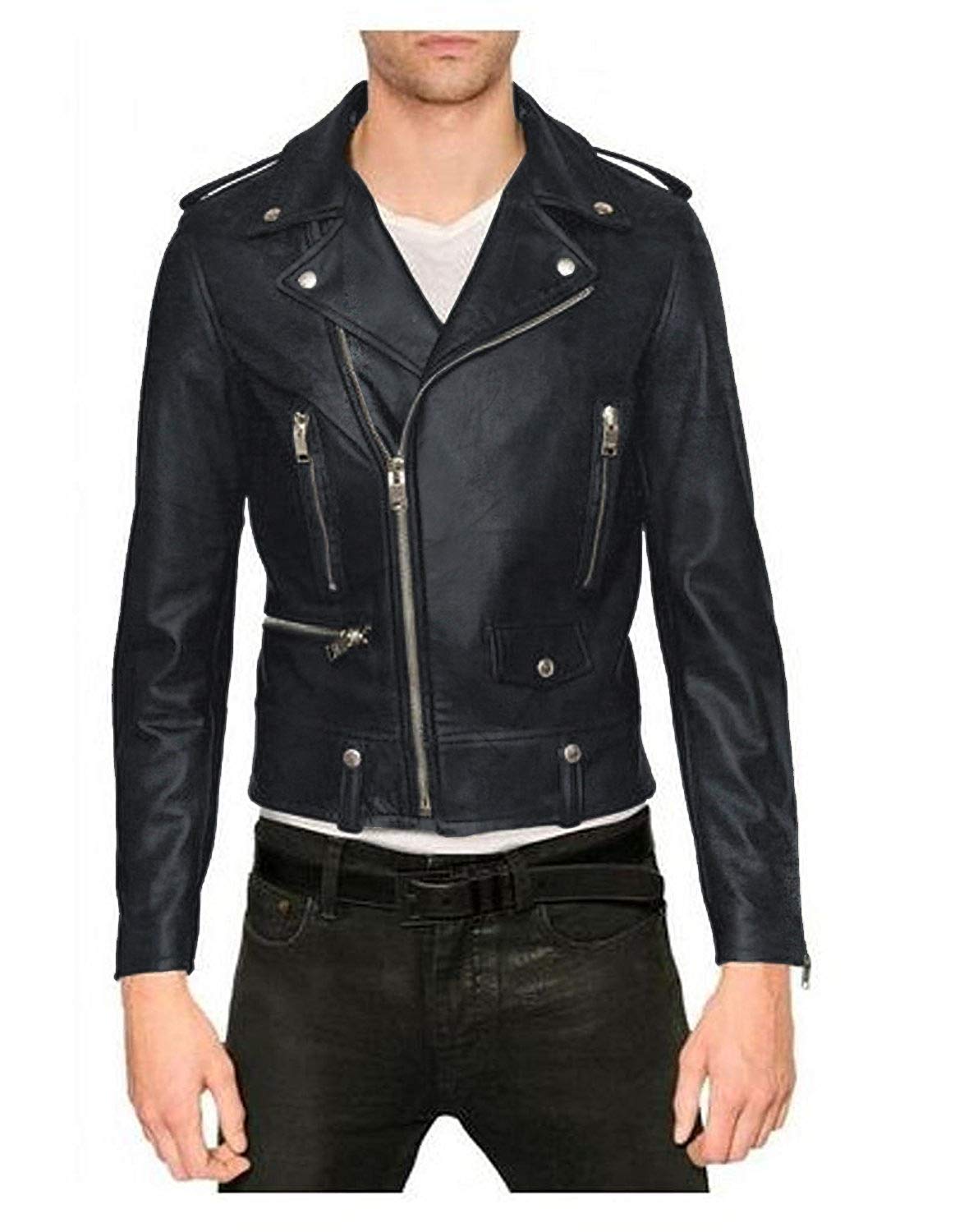 Premium Genuine Lambskin Leather Jacket for Men - Black Double Rider Biker Jacket | High-Quality Motorcycle Outerwear for Riding & Casual Wear | Fashionable Men's Leather Coat for Everyday Style