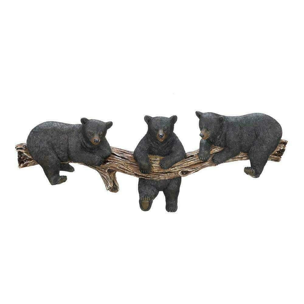 Black Bear Trio Hooks for Wall Decor - Rustic Home Organization & Entryway Storage - Perfect for Coats, Hats, Keys & More