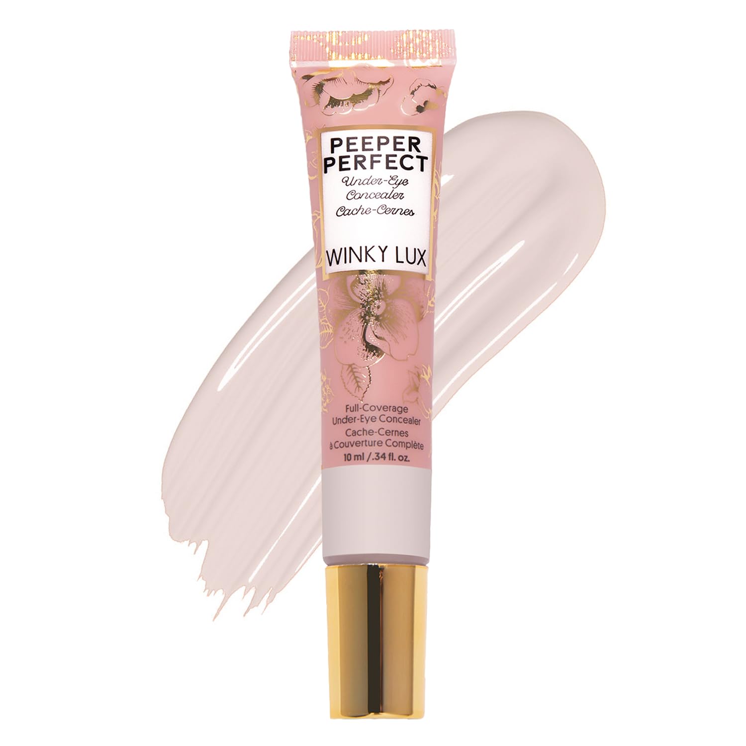 Winky Lux Peeper Perfect Under Eye Concealer - Full Coverage Dark Circle Corrector with Collagen, Hyaluronic Acid & Vitamin E | Brightening Makeup & Eye Primer for Very Fair Skin | Perfect for Daily Wear, Special Occasions & Photo Shoots