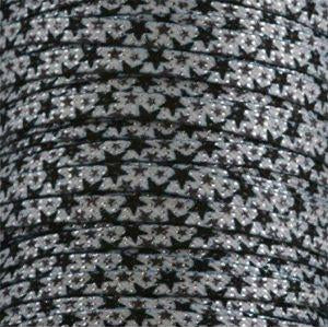 Custom Length Glitter Flat Shoelaces with Black Star Tips - 1 Pair Pack - Perfect for Sneakers, Boots & Fashion Shoes