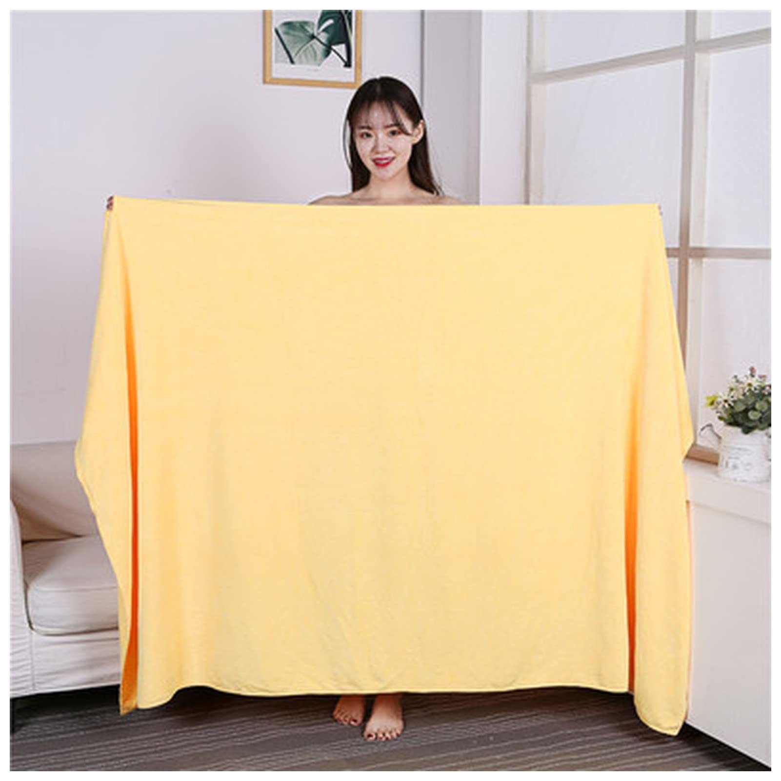 Premium 120x200cm Microfiber Bath Towel Set - Ultra Soft, Highly Absorbent & Quick Dry - Fade Resistant Luxury Towels for Spa, Gym & Home (Yellow, 150x200cm) - Perfect for Bathrooms, Beach & Travel