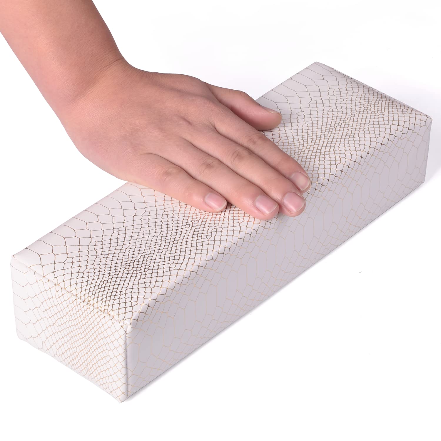 Premium Nail Tech Arm Rest - Soft PU Leather Hand Cushion Holder for Acrylic Nails | Easy to Clean, Waterproof & Durable | Perfect for Salon, Home Manicure & Professional Nail Artists (White)