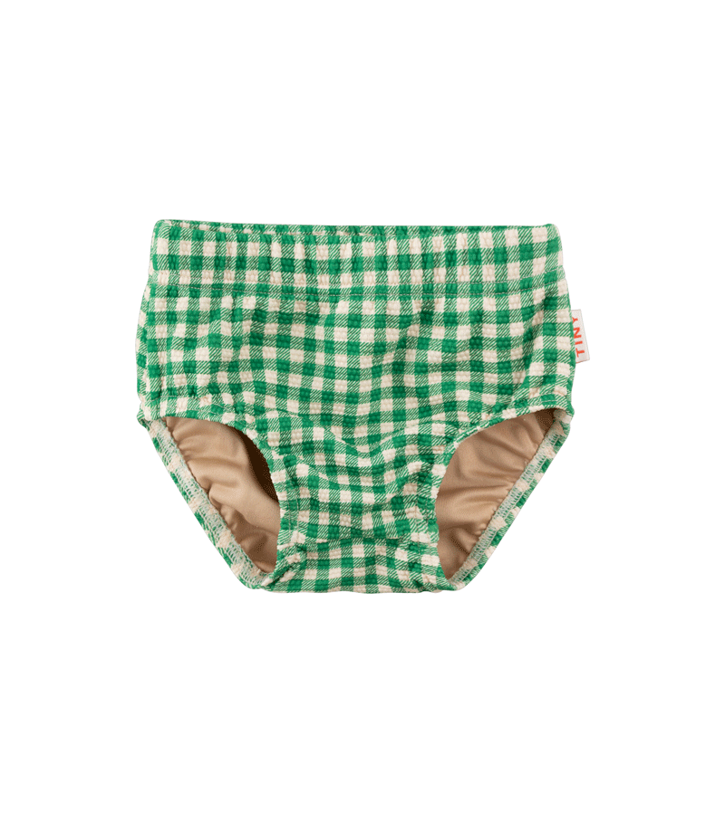 Tinycottons Green Check Swim Bloomers for Girls - Comfortable & Stylish Swimwear for Beach, Pool & Summer Activities